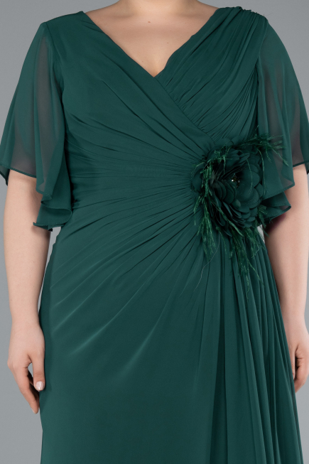 Long Emerald Green Chiffon Plus Size Evening Dress ABU4911