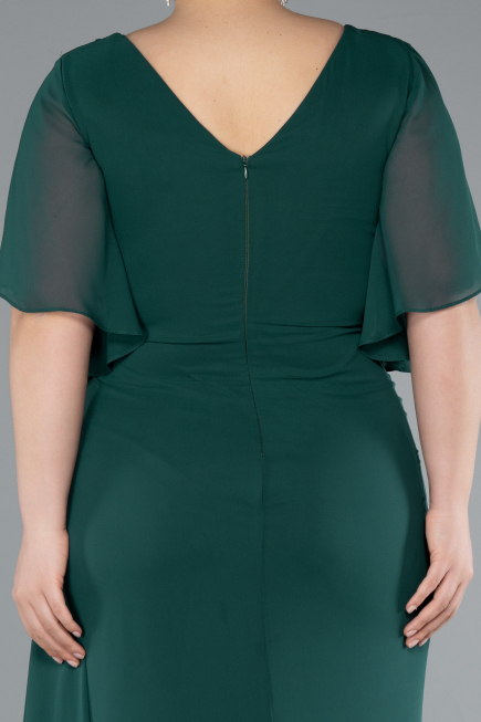Long Emerald Green Chiffon Plus Size Evening Dress ABU4911