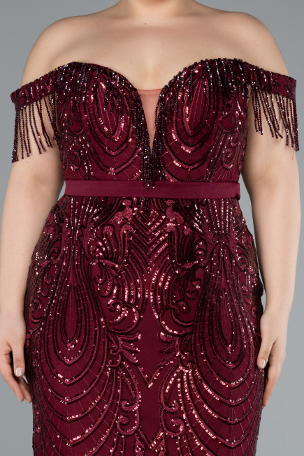 Long Burgundy Plus Size Engagement Dress ABU3785
