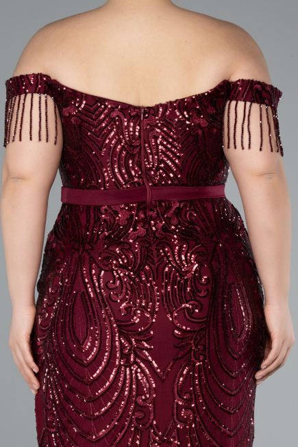 Long Burgundy Plus Size Engagement Dress ABU3785