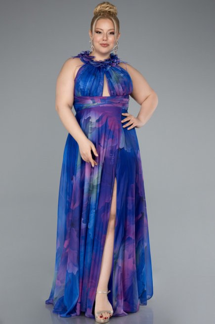 Long Purple Plus Size Evening Gown ABU4902