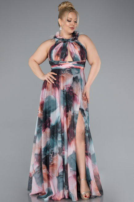 Long Onion Skin Plus Size Evening Gown ABU4902