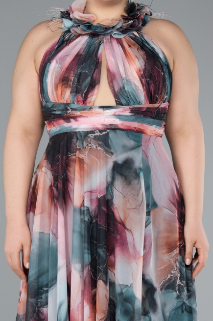 Long Onion Skin Plus Size Evening Gown ABU4902