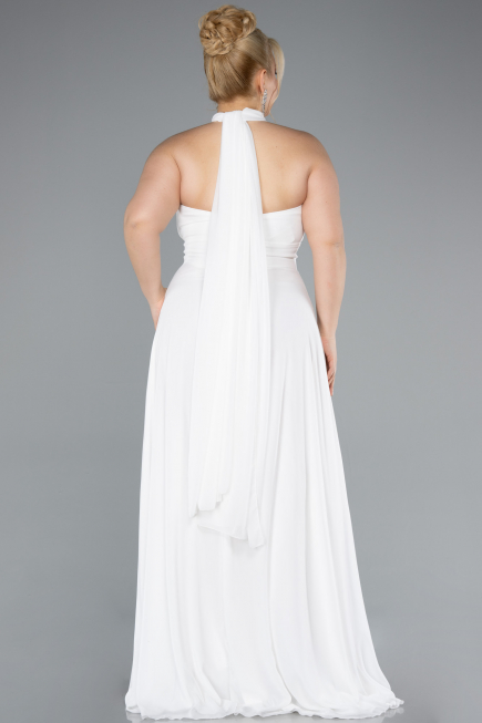 Long White Chiffon Formal Plus Size Dress ABU4951