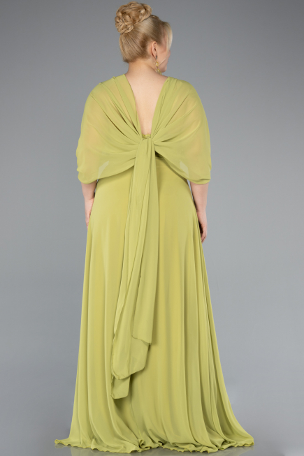 Long Pistachio Green Chiffon Formal Plus Size Dress ABU4951