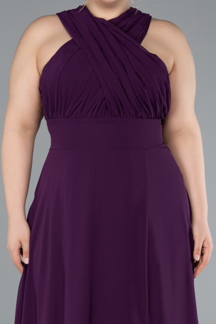 Long Purple Chiffon Formal Plus Size Dress ABU4951
