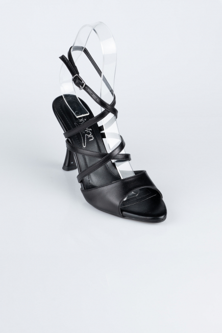 Black Leather Evening Shoe AB1136