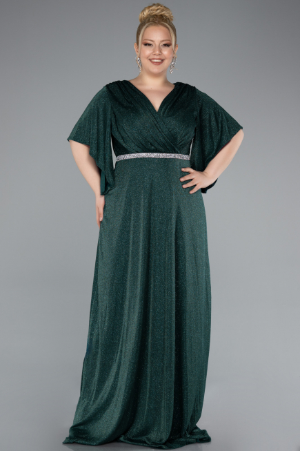Long Emerald Green Formal Plus Size Dress ABU4914