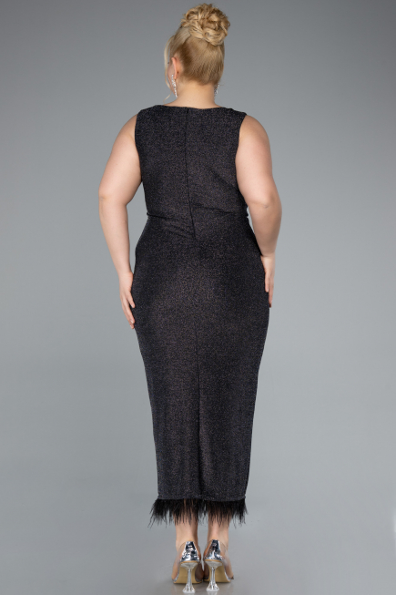 Midi Anthracite Plus Size Evening Dress ABK2338