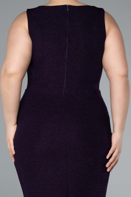 Midi Dark Purple Plus Size Evening Dress ABK2338