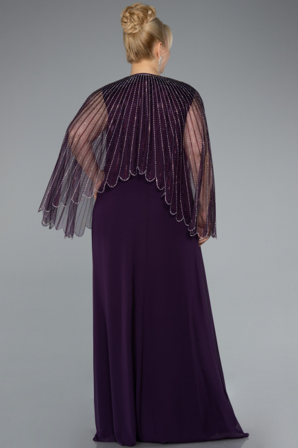 Dark Purple Long Chiffon Plus Size Evening Gown ABU4632