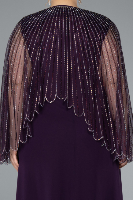 Dark Purple Long Chiffon Plus Size Evening Gown ABU4632