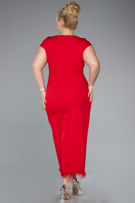 Midi Red Plus Size Party Dress ABK2340