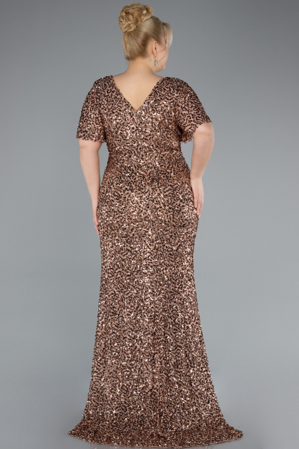 Long Copper Scaly Plus Size Evening Dress ABU4926
