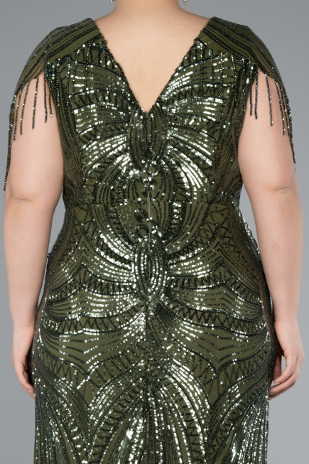 Long Olive Drab Formal Plus Size Dress ABU4953