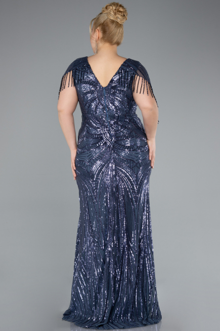 Long Indigo Formal Plus Size Dress ABU4953