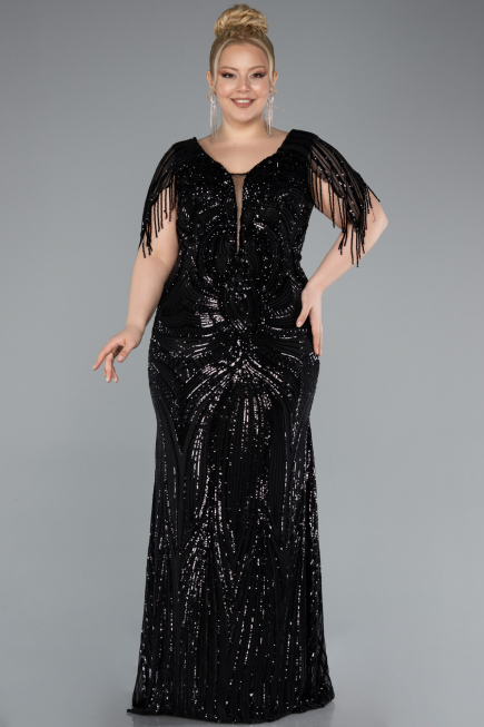 Long Black Formal Plus Size Dress ABU4953