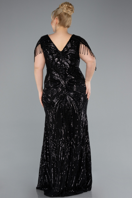 Long Black Formal Plus Size Dress ABU4953