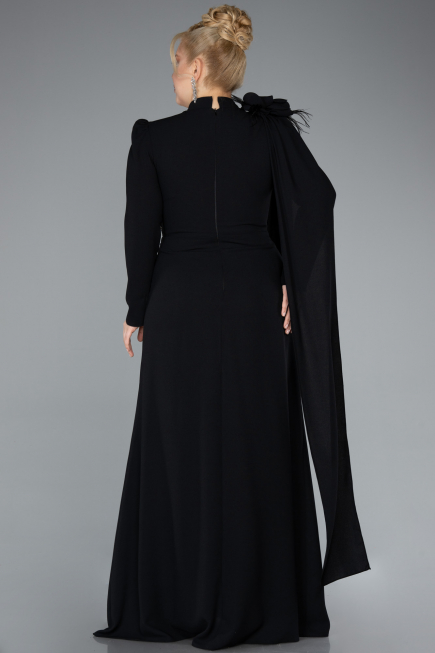 Long Black Plus Size Evening Dress ABU4938