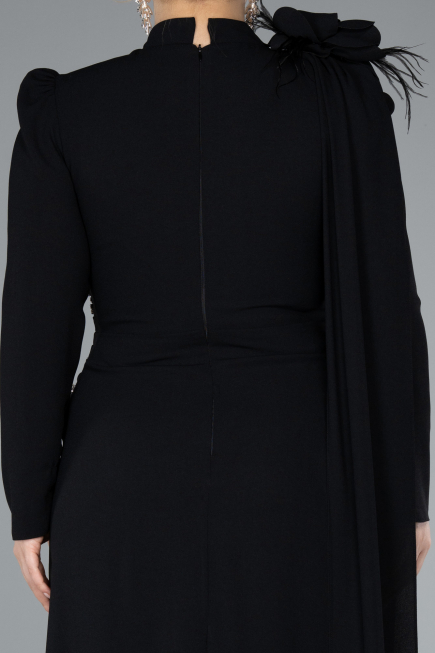 Long Black Plus Size Evening Dress ABU4938