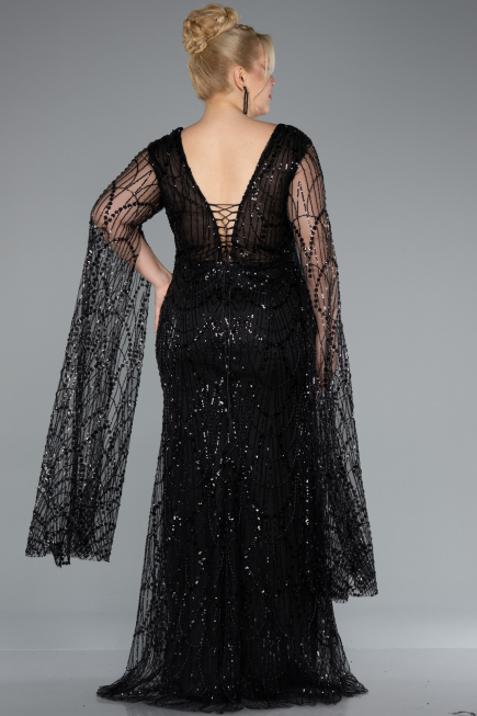 Long Black Plus Size Evening Gown ABU4945