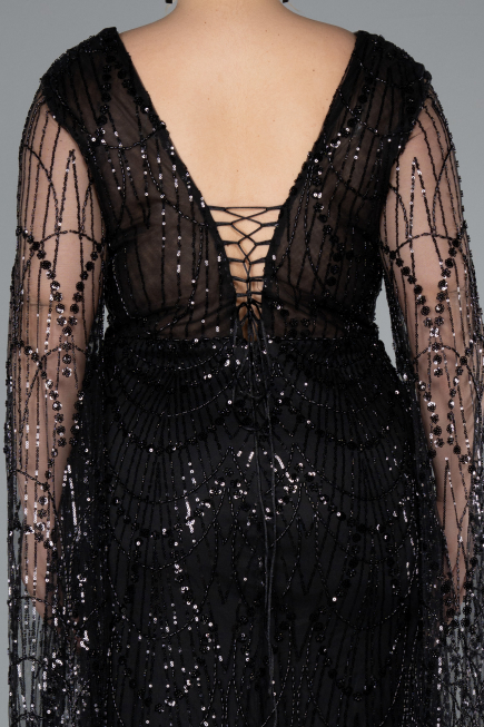 Long Black Plus Size Evening Gown ABU4945