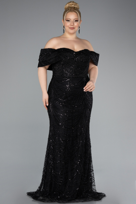 Long Black Formal Plus Size Dress ABU4947