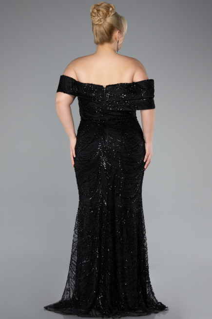 Long Black Formal Plus Size Dress ABU4947