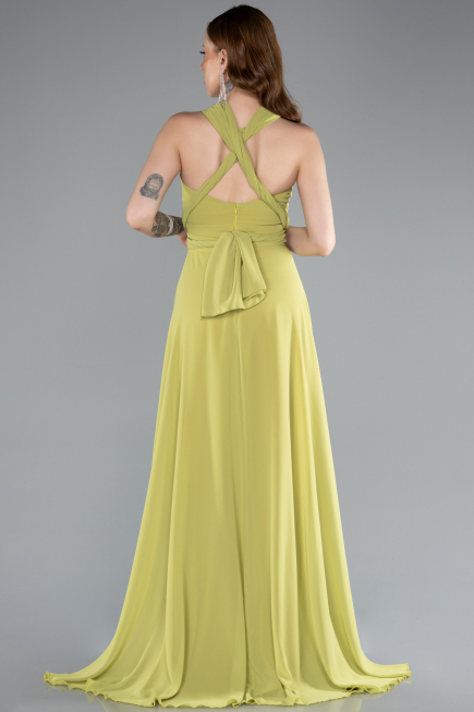 Long Pistachio Green Chiffon Prom Gown ABU4965