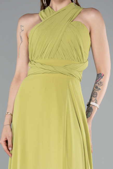 Long Pistachio Green Chiffon Prom Gown ABU4965