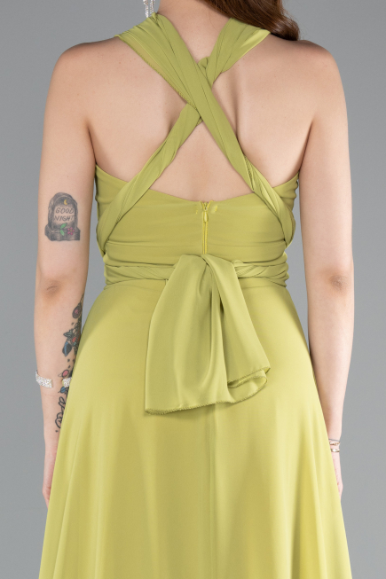 Long Pistachio Green Chiffon Prom Gown ABU4965