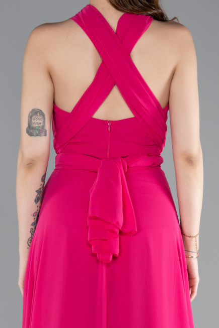 Long Fuchsia Chiffon Prom Gown ABU4965