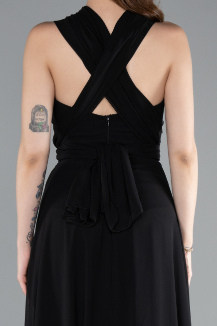 Long Black Chiffon Prom Gown ABU4965