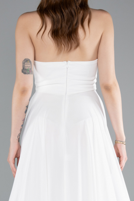 Long White Chiffon Prom Gown ABU4966