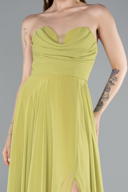 Long Pistachio Green Chiffon Prom Gown ABU4966