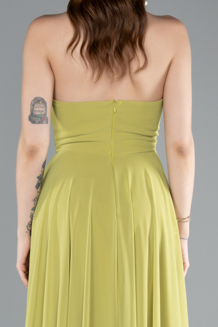 Long Pistachio Green Chiffon Prom Gown ABU4966