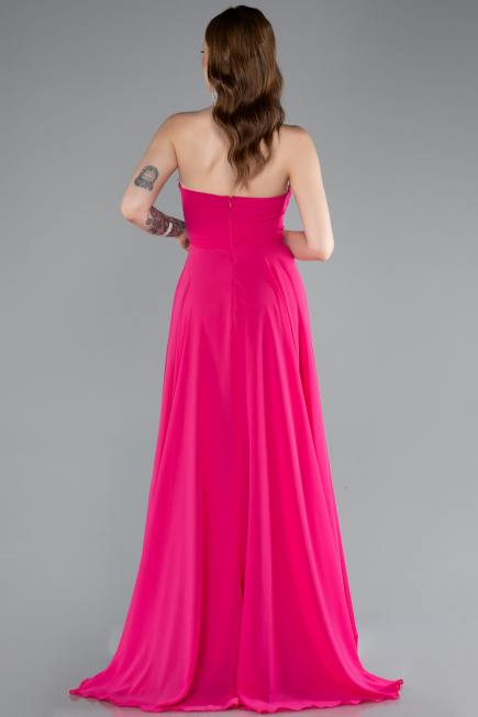 Long Fuchsia Chiffon Prom Gown ABU4966