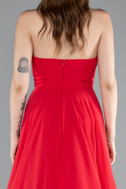 Long Red Chiffon Prom Gown ABU4966