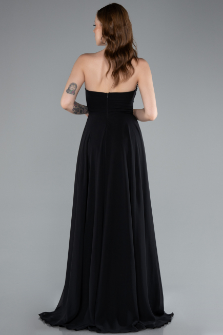 Long Black Chiffon Prom Gown ABU4966