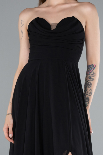 Long Black Chiffon Prom Gown ABU4966