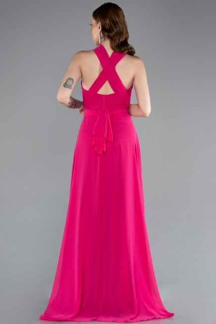 Long Fuchsia Chiffon Prom Gown ABU4965