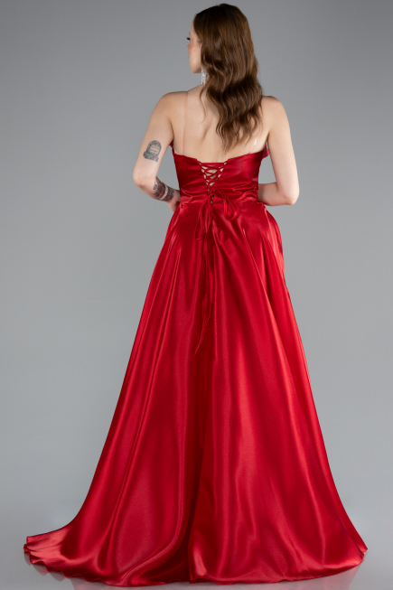 Long Red Satin Evening Dress ABU4975