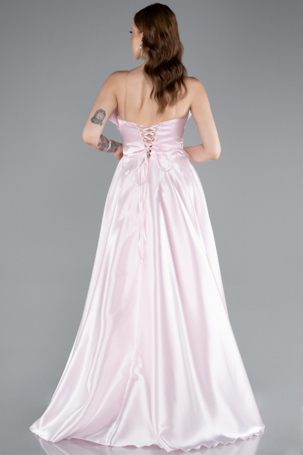 Long Powder Color Satin Evening Dress ABU4975