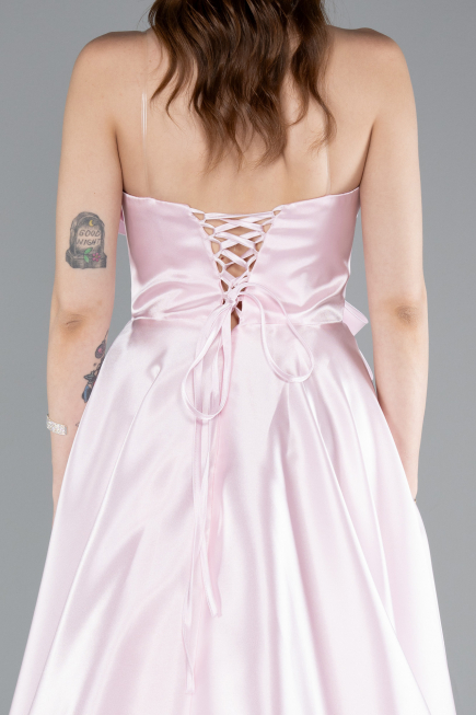 Long Powder Color Satin Evening Dress ABU4975