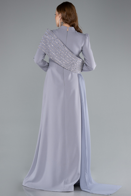 Long Grey Plus Size Evening Gown ABU4977