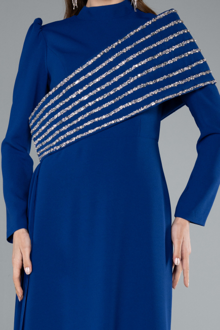 Long Sax Blue Plus Size Evening Gown ABU4977