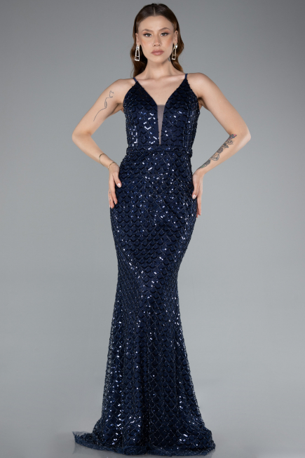 Long Navy Blue Evening Dress ABU4980