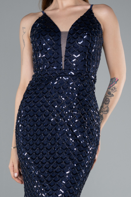 Long Navy Blue Evening Dress ABU4980