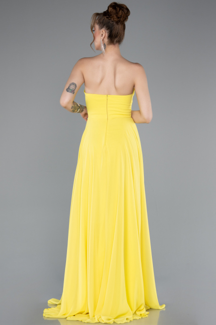 Long Yellow Chiffon Prom Gown ABU4966