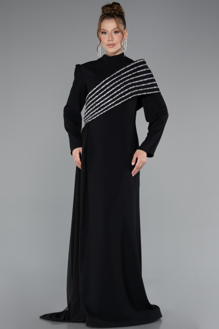 Long Black Plus Size Evening Gown ABU4977